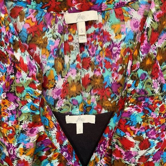 Joie Floral Silk Ruffle Button Mini Dress Short Sleeve Anthropologie Doen Style - Picture 6 of 8